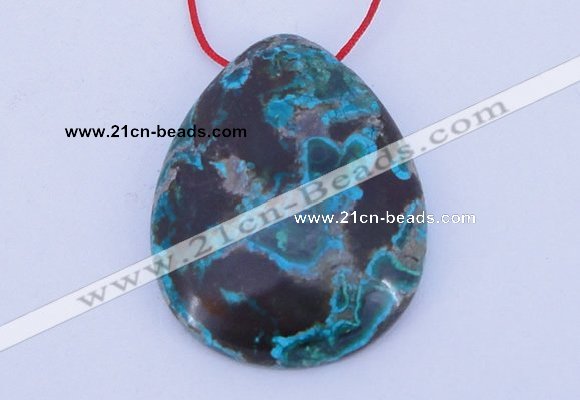 NGP185 30*38mm flat teardrop chrysocolla gemstone pendant jewelry