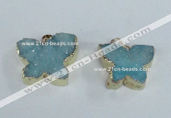 NGP1852 22*30mm - 25*35mm butterfly druzy agate gemstone pendants