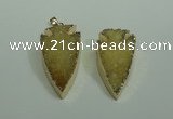 NGP1872 20*30mm - 25*50mm arrowhead druzy agate gemstone pendants