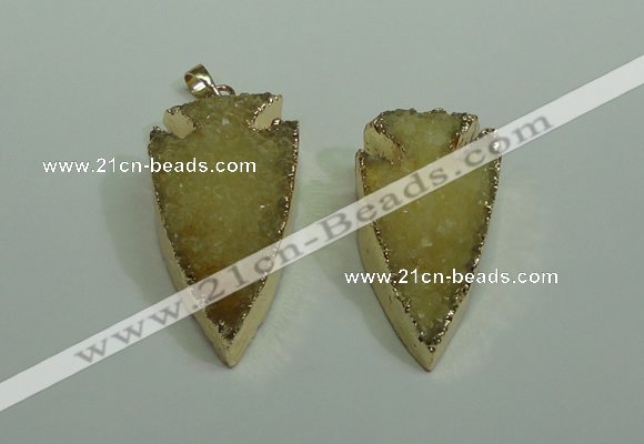 NGP1872 20*30mm - 25*50mm arrowhead druzy agate gemstone pendants