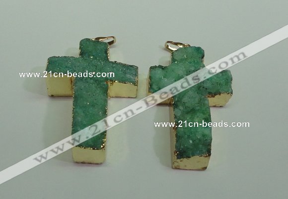 NGP1877 30*45mm - 32*50mm cross druzy agate gemstone pendants