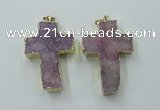 NGP1878 30*45mm - 32*50mm cross druzy agate gemstone pendants