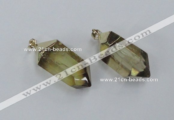 NGP1901 18*38mm - 20*42mm faceted nuggets lemon quartz pendants