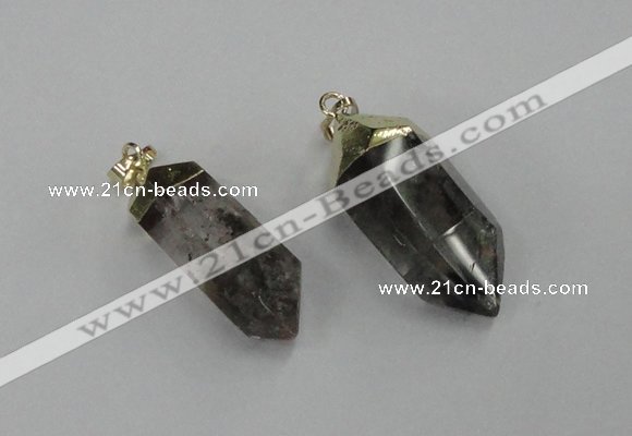 NGP1903 13*30mm - 15*38mm faceted nuggets green phantom quartz pendants