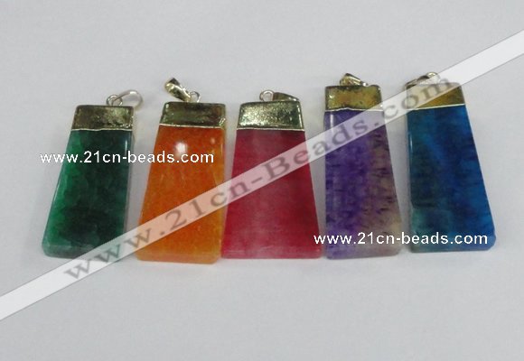 NGP1910 18*40mm - 20*50mm trapezoid agate gemstone pendants