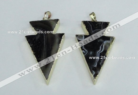 NGP1923 28*50mm - 30*55mm arrowhead agate gemstone pendants