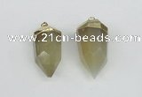 NGP1938 18*35mm - 20*40mm faceted nuggets yellow phantom quartz pendants