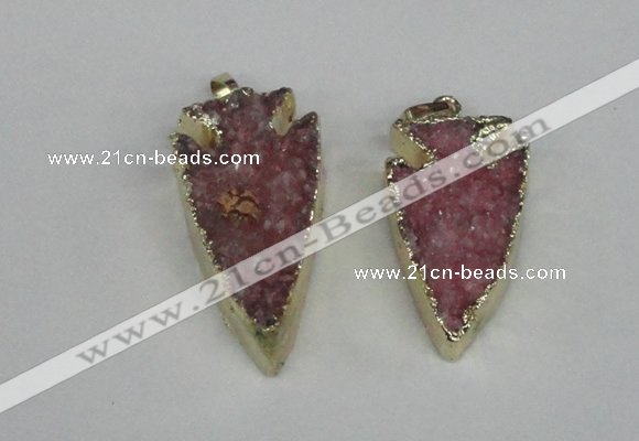 NGP1940 20*30mm - 25*50mm arrowhead druzy agate gemstone pendants