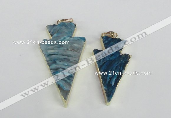 NGP1942 20*38mm - 25*45mm arrowhead druzy agate gemstone pendants