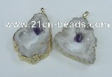 NGP1950 30*40mm - 45*55mm freeform druzy agate & amethyst pendants