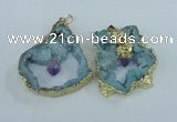 NGP1954 30*40mm - 45*55mm freeform druzy agate & amethyst pendants