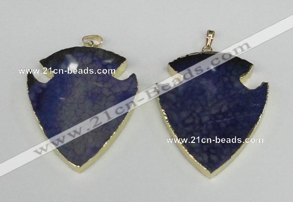 NGP1961 47*57mm arrowhead agate gemstone pendants wholesale