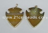 NGP1963 47*57mm arrowhead agate gemstone pendants wholesale
