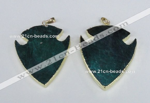 NGP1965 47*57mm arrowhead agate gemstone pendants wholesale