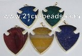 NGP1966 47*57mm arrowhead agate gemstone pendants wholesale