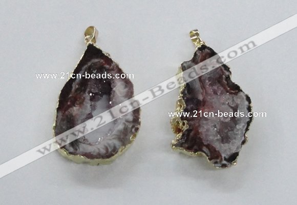 NGP1969 25*40mm - 30*50mm freeform druzy agate gemstone pendants