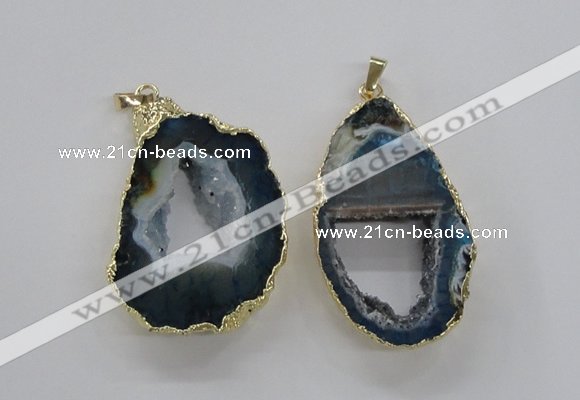 NGP1971 25*40mm - 30*50mm freeform druzy agate gemstone pendants