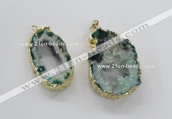 NGP1972 25*40mm - 30*50mm freeform druzy agate gemstone pendants