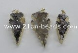 NGP1987 15*40mm - 20*50mm arrowhead druzy agate pendants