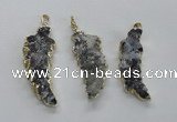 NGP1988 15*40mm - 20*50mm wing-shaped druzy agate pendants