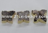 NGP1991 30*35mm - 35*40mm butterfly druzy agate pendants