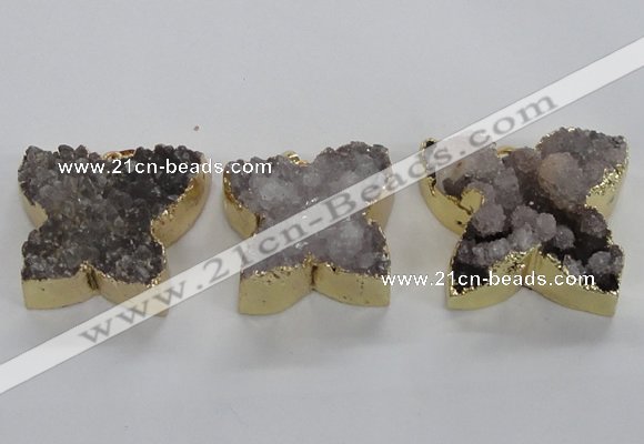 NGP1991 30*35mm - 35*40mm butterfly druzy agate pendants