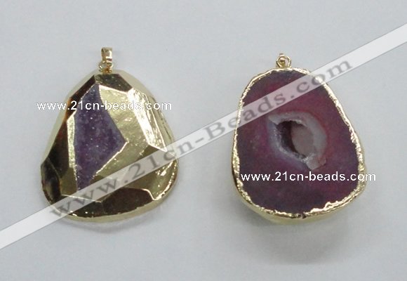 NGP1996 35*45mm - 40*50mm freeform plated druzy agate pendants