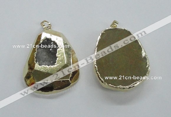 NGP1997 35*45mm - 40*50mm freeform plated druzy agate pendants