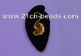 NGP2001 22*45mm carved gold plated matte black obsidian pendants