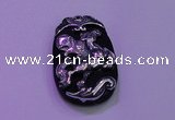 NGP2003 22*35mm carved silver plated matte black obsidian pendants