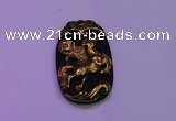 NGP2004 22*35mm carved gold plated matte black obsidian pendants