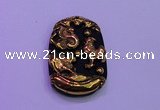 NGP2010 30*40mm carved gold plated matte black obsidian pendants