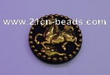 NGP2022 50mm carved gold plated matte black obsidian pendants