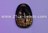 NGP2028 35*55mm carved gold plated matte black obsidian pendants