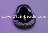 NGP2036 40*45mm carved silver plated matte black obsidian pendants