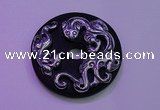 NGP2043 50mm carved silver plated matte black obsidian pendants