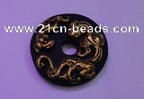 NGP2044 50mm carved gold plated matte black obsidian pendants