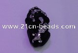 NGP2046 15*20*40mm carved silver plated matte black obsidian pendants