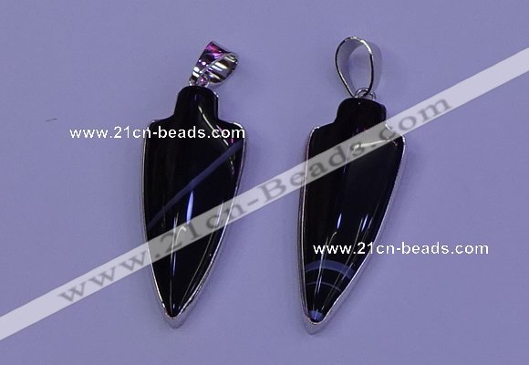 NGP2057 15*40mm - 18*45mm arrowhead striped agate pendants