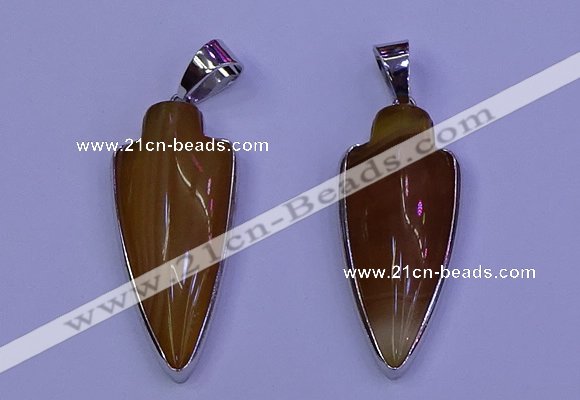 NGP2058 15*40mm - 18*45mm arrowhead striped agate pendants