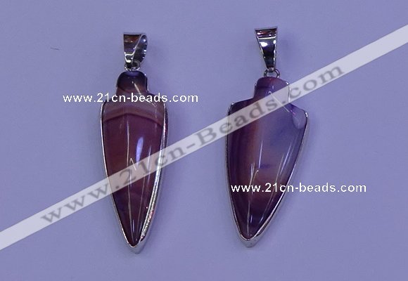 NGP2059 15*40mm - 18*45mm arrowhead striped agate pendants