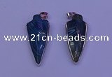 NGP2061 15*40mm - 18*45mm arrowhead striped agate pendants