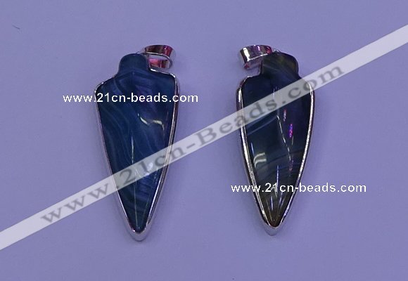 NGP2061 15*40mm - 18*45mm arrowhead striped agate pendants