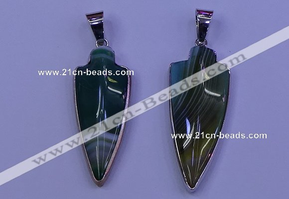 NGP2062 15*40mm - 18*45mm arrowhead striped agate pendants