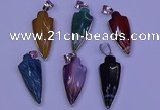 NGP2063 15*40mm - 18*45mm arrowhead striped agate pendants