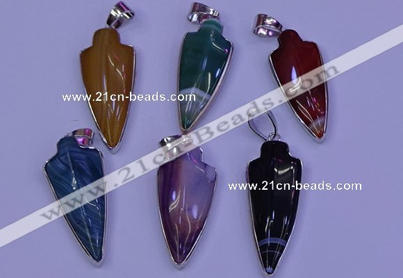 NGP2063 15*40mm - 18*45mm arrowhead striped agate pendants