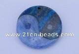 NGP207 6*40mm coin dyed blue lace agate & chrysocolla gemstone pendant