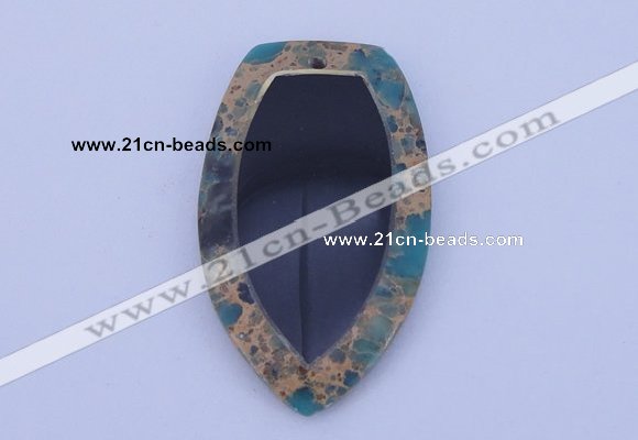 NGP210 30*50mm fashion dyed imperial jasper & black stone pendant