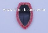 NGP211 30*50mm fashion dyed rhodochrosite & black stone pendant