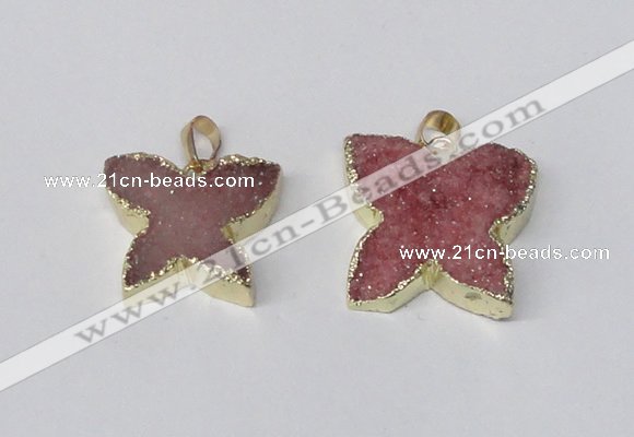 NGP2112 15*20mm - 18*25mm butterfly druzy agate gemstone pendants